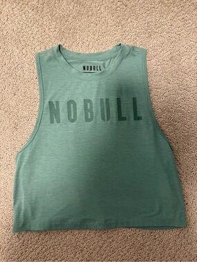 NOBULL Sage Green Cropped Tank with Logo